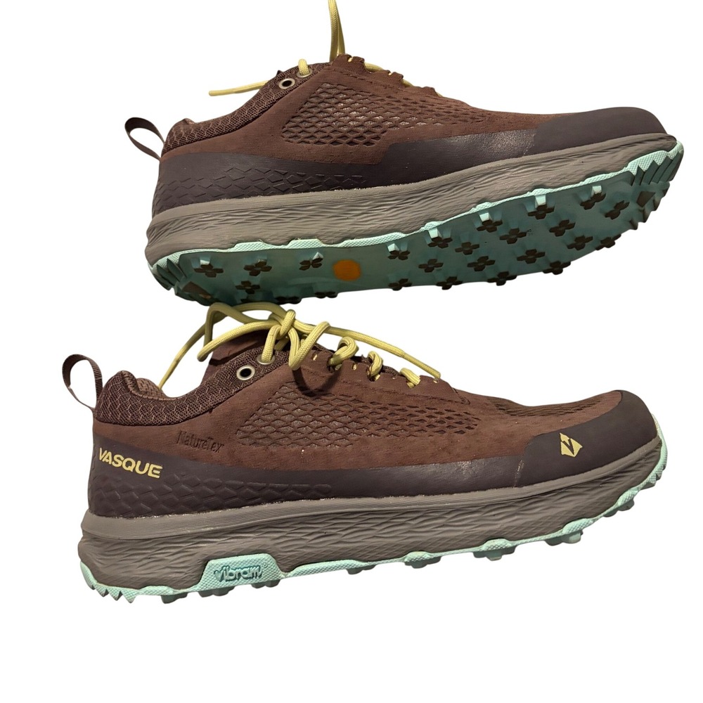 Vasque Satoru Trail LT Low Hiking Shoes Brown Yellow Vibram Gorpcore Womens 7.5